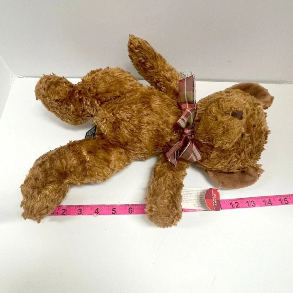Russ Berrie Honeyfitz Teddy Bear Plush Toy Brown Plaid Bow With Tags Vintage